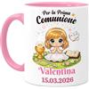 Tassenliebling Cupdarling - Comunione Tazza personalizzabile - Prima Comunione - Idea Regalo per Bambini - Ceramica 330ml - Ragazza (Rosa)