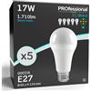Eurocali Lampadine LED E27 17W A65 1710 lumen - Bianco Freddo 6500K - Dimensioni: Ø65x134mm - Pacco da 5