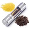 Ulalaza Macina sale e pepe Macinacaffè 2 in 1 Spice Picnic-abrader Ruvidità regolabile Corpo in acrilico trasparente in acciaio inossidabile spazzolato