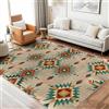 AUWUUA Tappeto tribale azteco 60x210 cm, lavabile, vintage, geometrico, stile sud-occidentale, per soggiorno, zerbino antiscivolo bohémien nativo americano per camera da letto, verde e marrone.