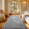 Carpetsale24 Passatoia Tappeto 80x150 cm Grigio Scandi Boho Motivo a Quadri Effetto Alto-Basso Morbido Shaggy Pelo Lungo Soffice Robusto Facile da Pulire Moderno per Camera da Letto, Corridoio