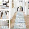 ZUZEKU Tappeto a passatoia lungo per corridoio, cucina, antiscivolo, lavabile, design moderno, tappeto per cucina al metro, per sala da pranzo, camera da letto, soggiorno, 90 x 350 cm, colore: blu e