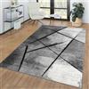 TT Home Tappeto Salotto Pelo Corto Design Astratto Moderno Quadri Geometrico, Colore:Grigio, Dimensione:80x150 cm
