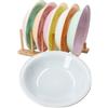 MamboCat Pastello - Set di 6 piatti fondi, 450 ml, in gres colorato con colori pastello, per 6 persone, piatti fondi per insalata, zuppa, cereali, pasta ecc.