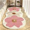 Hearda Tappeto Morbido Pelo Corto Moderno, Tappeto Imitazione Cashmere Camera da Letto Salotto con Fondo Antiscivolo Stile Fiore Tappetino Lavabile per Soggiorno (Rosa + Beige,80x160cm)