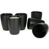 MamboCat Leopard Lampart - Set di 6 Tazze da Caffè in Stile Etnico Moderno, Nero Opaco, Senza Manico, per Tè e Caffè