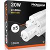 Eurocali 5x Tubi LED 150cm G13 T8 20W 2100 lumen - Luce Bianco Caldo 3000K - Fascio Luminoso 160° - Sostituzione Neon