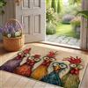 Generic Fantasioso zerbino a forma di gallina, tappeto colorato con gallo per esterni e interni, divertente decorazione per la primavera e tutto l'anno, tappetino antiscivolo impermeabile, facile da pulire