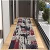 BORKOY Tappeto Cucina passatoia antiscivolo lavabile 1.5 metri - Tappeto lungo Rosso Nero per corridoio/ingresso - Design resistente per bagno lavanderia salotto - Astratto moderno 40x150cm