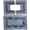 HOME ZEN HOUSEHOLD LINEN Set di tappeti da bagno JULIETTE, 3 pezzi, 100% cotone idrofilo superassorbente, 1 tappetino 47x78 cm + 2 tappetini 47x38 cm scendi bidet e scendi water (AZZURRO)