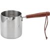 TITA-DONG Scaldaburro in Acciaio Inossidabile da 450 Ml, Mini Pentolino per Caffè e Latte Al Burro, Mini Pentolino per Burro, Piccola Casseruola con Manico in Legno e Doppio Beccuccio per Riscaldare Cioccolato,