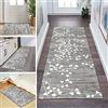 QQrunner Antiscivolo Lavabile Tappeto Passatoia Salotto Cucina 50x300cm Vintage Grigio Tappeti Runner per Corridoio Ingresso, Larghezza 40/50/ 60/70/ 80/90/ 100/ 120cm