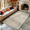 Carpetsale24 tappeto 200x290 cm beige a pelo alto per soggiorno, morbido e soffice, stile boho scandinavo, shaggy a pelo lungo, facile da pulire con retro in juta