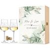 GRAVURZEILE Leonardo Puccini Bicchieri da vino con incisione - Wedding Love Design - Personalizzati con nome e data con scatola di legno - Regalo per matrimonio, fidanzamento o anniversario - Colore: