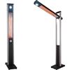 Bonussi Stufa Elettrica ad infrarossi da Esterno 50x25x200 cm in Fibra di Carbonio con Luce Led Skyline Nero
