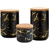 OnePine Set di 3 Vaso Ceramica per Alimenti, Barattoli da Cucina Moderni con Coperchio Ermetico, Barattolo Sale Zucchero Caffe, per Casa e Cucina