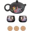 HSNAXingLife Set teiera e tazza cinese da tè, Drago e fenice teiera che cambia colore,Teiera con tazza in argilla viola,Ceramica 1 vaso 2 tazze,Con sottobicchiere (A - Pescare, Ordinario)