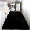YUANWAN Tappeto Salotto Tappeti Salotto 80 x 180 cm con Fondo Antiscivolo Tappeto Salotto Pelo Lungo Shaggy Effetto Tappeti Soggiorno per Soggiorno Home Room Décor, Nero