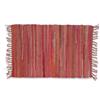 Casatessile Stuoia tappeto multiuso cotone con frange PEZZOTTO Tappeto bagno, cucina in cotone,scendiletto camera duoble face - ROSSO, 120 cm.