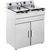 Royal Catering Friggitrice Professionale con Armadietto Sottostante Friggitrice Elettrica Doppia RCKF 16D (2 x 16 L, 2 x 6.000 W, 400 V Corrente ad alta tensione)