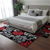Masters House Biancheria per la Casa Tris Tappeti Camera da Letto 3 Pezzi - Design Floreale Rosso/Nero con Effetto Lurex - Set 80x150 + 2 Tappeti 60x110 - Polipropilene Morbido e Resistente