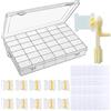 NOASR Organizer Ricamo 100 Avvolgifilo Ricamo e 1 Avvolgitore per Filo Interdentale, con 36 Scomparti Scatola e 256 Adesivi Bianchi a Pallino per Cucito Storage Fai-da-Te Ricamo Punto Croce Accessori
