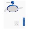 CREATE / WIND CLEAR STUDIO S/Ventilatore da soffitto con luce blu cobalto con controllore da parete e telecomando / 40W, Pale retrattili, Ø 91 cm, 3 temperature di luce, funzione estate-inverno