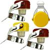 Euposia - Made in Italy - Set 4 Pezzi - Stopper Universale Vino & Champagne con BLOCKWAF System fino a 6 Atm. - In Acciaio Cromato - Modello 1920 COLOR con Aletta INOX - (Giallo/Rosso)