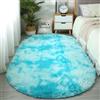 Hearda Tappeto Ovale Salotto Pelo Lungo Shaggy, Tappeto Peloso per Camera da Letto Morbido e Soffice Tie Dye Tappetino Peloso Pelo Lungo Moderno con Fondo Antiscivolo (Azzurro cielo,100x200cm)