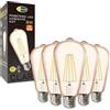 CLAR - Lampadina Edison vintage, lampadina LED E27 a filamento 8W ST58, lampadina decorativa AMBRA 2500ºK, Bianco Caldo (Pack 5)
