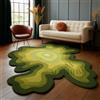 SN ALEFHOME Tappeto in lana trapuntato a mano di alta qualità, forma organica irregolare con design ottico illusione, tappeto moderno per soggiorno e camera da letto (verde moes 7,6 x 7,6 cm)