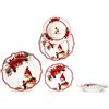 COSE DA CASA Servizio Piatti Natalizi Babbo natale gnomo rosso ghirlanda stella per 6 Persone 18 Pezzi completo in Porcellana tavola elegante decorazione idea regalo