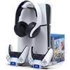 Generic Supporto di raffreddamento con supporto di ricarica console per PS5 Slim, stazione di ricarica per doppio controller con gancio per cuffie e slot per giochi per Playstation5 Slim
