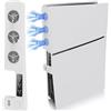AARONMEI Ventola di raffreddamento per PS5 Slim, dispositivo di raffreddamento silenzioso ad alta efficienza con 3 velocità della ventola, fornito con porta USB, per PS5 Slim edizione digitale/disco (Bianco)