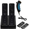 ameego 2x Build in Motion Plus Wireless Remote Controller & 2x Nunchuk Controller & 1x Charging Dock Controller Includes 2 Pcs of 2800mAh Battery Pack for Nintendo Wii & Wii U (Design-A Black/White)