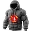 Generico Calda Felpa Con Cappuccio In Flanella Con Stampa Muscolare - Costume Cosplay Per Le Vacanze Con Cerniera | Streetwear Per Uomini Ragazzi Mariti Fidanzati Appassionati Di Fitness Gite Casuali College C