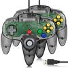 FISUPER - Controller USB N64, 2 pezzi, per videogiochi cablati USB Gamepad per Windows PC Mac, Raspberry PI Retropie (nero trasparente)