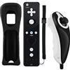 ameego GN-010RN DB Unique design Built-in Motion Plus Wireless Remote and Nunchuck Controller with Silicone Case & Wrist Strap for Nintendo Wii and Wii U (Design-B Black)