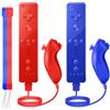 PGYFDAL Confezione da 2 telecomandi e joystick Nunchuck per console Wii/Wii u, gamepad con custodia in silicone e cinturino da polso per vacanze (rosso e blu scuro)
