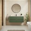 Parama Mobile bagno sospeso 120cm quattro cassetti verde foresta cannettato con lavabo bianco lucido | Tigua