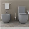 Parama Coppia di sanitari filomuro vaso monoblocco tornado e bidet grigio opaco | Riga