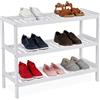Relaxdays Scarpiera Relaxdays, H x L x P: 55 x 70 x 26 cm, bambù, 3 Ripiani, per 9 Paia di Scarpe, scarpaio, Bianco