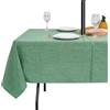 LUSHVIDA Tovaglia per esterni con foro per ombrello, tovaglia rettangolare con cerniera, 152 x 213 cm, verde salvia, in finto lino, resistente all'acqua, per picnic all'aperto