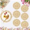 IcosaMro Set di 6 tovagliette rotonde intrecciate per tavolo da pranzo, 30 cm, in rattan intrecciato naturale, piatti di supporto per le vacanze, Natale, cucina, colore: beige