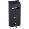 Relaxdays Posacenere da Muro per Esterno, Ceneriera con Chiave, Contenitore Interno Rimovibile, 32,5 x 15 x 6 cm, Nero
