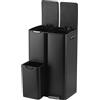 Relaxdays Cestino 3 scomparti 60 L, secchi estraibili, softclose, nero | Pedale, acciaio inox, separatore rifiuti