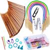 Exquiss Set di ferri da maglia in bambù, 18 paia di ferri da maglia circolari (80 cm) in legno con tubo in plastica colorata, 36 ferri da maglia in bambù a punta singola (24,1 cm), include strumenti