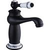 Eachbid Rubinetto Bagno Miscelatore Monocomando Lavabo in Ottone e Ceramica per Lavabo Bagno Vintage (Nero)