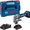 Bosch Professional 18V System Cesoia per lamiera a batt. GSC 18V-16 E (potenza 700 W, larg. impugn. 156 mm, tecnologia motore brushless, 2 batt. ProCORE18V 4.0Ah, caricabatt.rap. GAL 18V-40, L-BOXX)