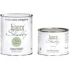bianco Shabby CHALK PAINT Verde Salvia & CERA NEUTRA - Pittura Shabby Chic (1 Litro) + Cera Professionale (500 ml)